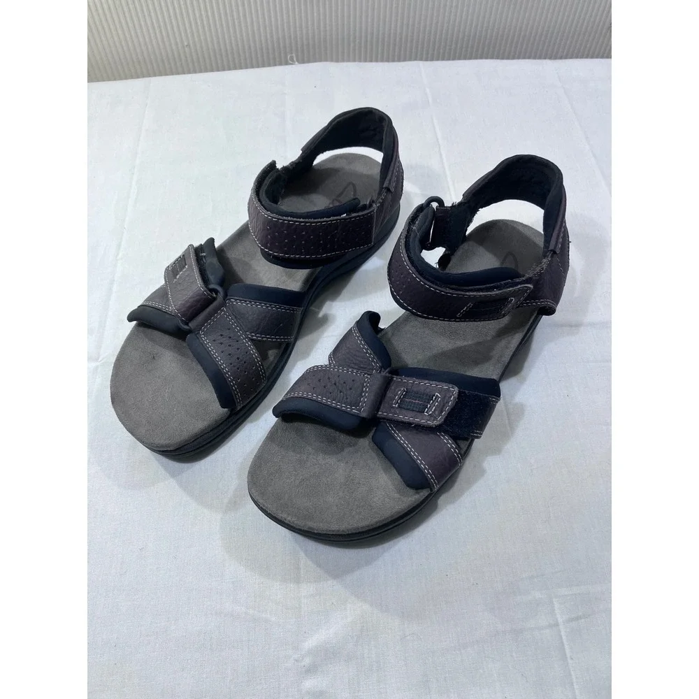 Clarks Mens Leather Adjustable Strap Sandals Dark Brown Size‎ 10M